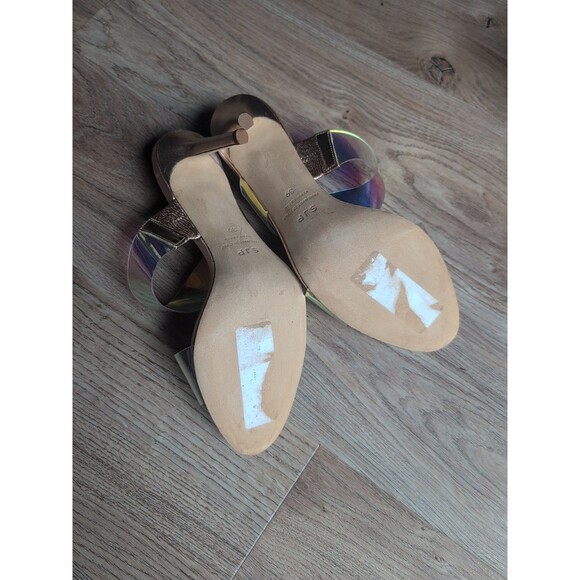 SJP Sarah Jessica Parker Iridescent PVC Mule Sandal Heels Women 8.5 EU 39 - Picture 16 of 16